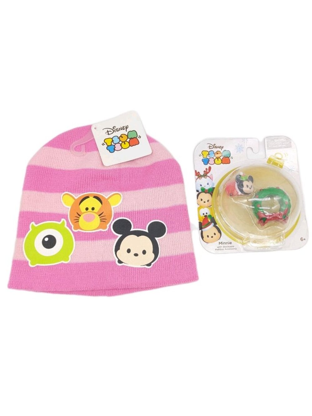 Tsum Tsum Disney Minnie Mouse Holiday Stackable Pink Tigger Monster Inc Knit Hat